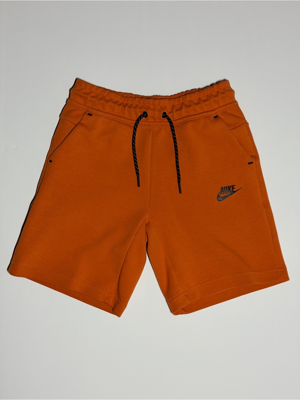 Nike Sportswear Tech Fleece Boys Burnt Orange Athletic Shorts Drawstring Pockets